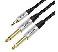 DTECH Cable adaptador de audio estéreo TRS 1/8 a Dual Quarter pulgadas TS 6,35 mm, divisor en Y, Guitarra AMP Aux Cable (1,0 m)