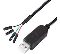 DTech Cable Adaptador USB a TTL Serie 3,3 V TX RX señal 4 Pines 0,1 Pulgadas Paso Hembra PL2303 Chip prolífico Windows 10 8 7 XP Vista (6 pies, Negro)