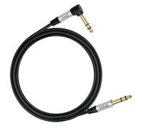 DTech Cable de guitarra eléctrica TRS 1/4 para instrumentos auxiliares, ángulo recto simétrico, conector jack estéreo de cuarto de pulgada (ángulo recto de 1 m)