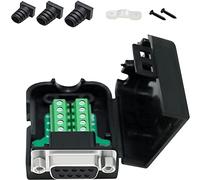 DTECH DB9 Breakout Connector Female RS232 Serial Adapter Solderless Module Board con bloque de conexiones, carcasa, tuercas y tubos de escape (DB9 hembra + tuercas)