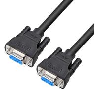 DTech DB9 RS232 - Cable de módem nulo hembra a hembra (TX/RX cruzado para comunicación de datos, 2 m), color negro