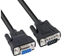 DTECH DB9 RS232 - Cable serie alargador macho-hembra, de módem nulo, conductores TX-RX cruzados, para transmisión de datos, 2 m, negro