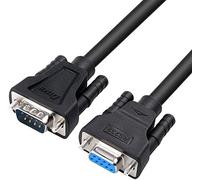 DTECH DB9 RS232 Cable serie conector macho a conector hembra, de módem nulo, cable completo de mano de obra completa, divisor de frecuencia para la comunicación de datos (0,45 m, negro)