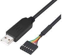 DTECH FTDI - Adaptador USB a TTL, 5 V, UART, 6 pines, conector hembra FT232RL, cable de datos para Windows 10, 8, 7, Linux Mac OS (1 metro, negro)