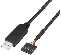 DTech FTDI USB de TTL Cable adaptador 3,3 V, 6 pines 0,1 pulgadas conector hembra UART IC FT232RL chip Windows 10, 8, 7, Linux 1 m negro