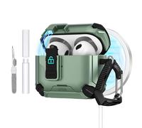 Dteck Funda magnética para Apple AirPods Pro 3 (3ª generación, versión 2025) con llavero y kit de limpieza, clip de bloqueo seguro, compatible con MagSafe, funda protectora ligera para auriculares