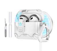 Dteck Funda magnética para Apple AirPods Pro 3 (3ª generación, versión 2025) con llavero y kit de limpieza, clip de bloqueo seguro, compatible con MagSafe, funda protectora ligera para auriculares