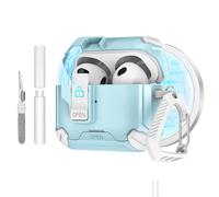 Dteck Funda magnética para Apple AirPods Pro 3 (3ª generación, versión 2025) con llavero y kit de limpieza, clip de bloqueo seguro, compatible con MagSafe, funda protectora ligera para auriculares