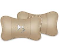 DTERNITOU 2 Piezas Almohada Cuello del Coche para Citroen DS DS3 DS4 DS5 DS6 DS7 DS9, Reposacabezas Coche Cojin Auto Headrest Viaje Asiento de Coche Cojín Automóvil Accesorios,Beige