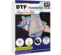 DTF - Película de transferencia A4 (8.5 x 11 pulgadas), 50 hojas de papel de transferencia directo a película para camisetas con acabado mate DTF Transferencia de calor para tela oscura