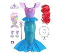 Dtiaagto Disfraz de sirena, disfraz de la Sirenita para niñas, disfraz del Día Mundial del Libro con accesorios de 3 a 4 años