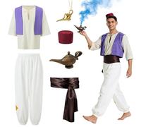Dtiaagto Disfraz Príncipe Árabe para Hombre, Disfraz Aladdín, Disfraces de Carnaval para Cuentos de Hadas, Cosplay y Fiestas