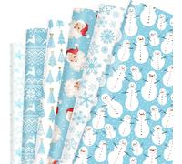 Dtiafu Papel de regalo azul de Navidad, 6 papeles de regalo de estilo clásico de vacaciones, Papá Noel, reno, muñeco de nieve, árbol y copo de nieve para fiesta, baby shower, 20 x 28 pulgadas, plegado