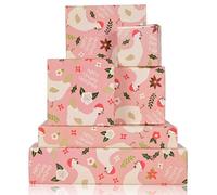 Dtiafu Papel de regalo de pollo para niñas y niños - Divertido papel de regalo con diseño de palabras de Navidad para fiestas de invierno - 20 x 28 pulgadas por hoja (6 hojas)