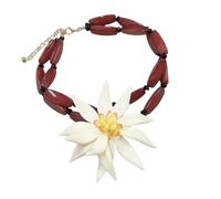 Dtja Gargantilla con colgante de bambú de flor grande para mujer, cadena única de flores blancas, ajustable, creativa, declaración tropical, joyería de vacaciones, color rojo