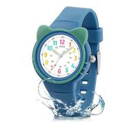 DTKID Reloj para Niños y Niñas, Reloj Infantil Resistencia al Agua 3ATM, Modo 12/24 Horas, Apto para Niños de 4 a 15 Años, Correa Suave (Azul Verdoso)
