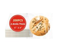 DTmasao Bolsas de galletas para regalo, bolsas de celofán autosellantes de 4 x 4 pulgadas, bolsas de celofán transparentes resellables autoadhesivas para embalaje, 200 piezas de 4 x 4 pulgadas