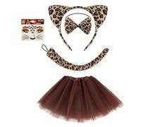 DTOHMOM Disfraz de animal para niños, falda tutú con accesorios, orejas de animales, diadema, pajarita de patas de animales, cola de animal, disfraz de carnaval, fiesta, Halloween para niñas (juguete