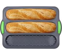 DtosbvOQ Baguette Bandeja para Hornear, 33 * 23 * 2,5 cm Bandeja Horno Antiadherente para Baguettes, Silicona Molde para Pan Baguette, Pan Bandeja Perforada Antiadherente, Baguette Hornear Bandeja