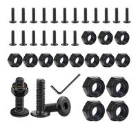 Dtoterul 40 Piezas Tornillos Allen m6, Negro Tuerca, Tuercas Hexagonales M6, Cabeza Plana, Hexágono Interior, Acero Inoxidable, Juego de Tuercas de Contratuerca M6, Con Llave Hexagonal