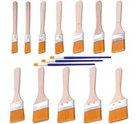 Dtoterul Brochas Pintura 12 piezas Acuarela Pincel Plano Kit Madera Cepillo Pintura Set Brochas de Pintura Acrílica Mango de Madera Pincel con 3pcs 0,7cm Pincel Azul para Herramientas de Pintura
