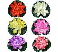 Dtoterul Nenufares Artificiales 6 Piezas Flor de Loto Artificial Lirios de Agua Artificiales Flotantes Plantas Lirios de Agua Flores de Loto Flotantes Artificiales Decoración de Estanque para Estanque