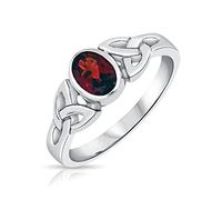 DTPsilver Anillo de plata fina 925 - Triquetra - Nudo de la Trinidad - Colección Celta - Selección de diferentes piedras naturales semipreciosas, 49, Plata Piedra, Granate