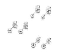DTPsilver Pack de 3 Pares - Set de Pendientes Bola Plata Mujer - Pendientes Bolitas Pequeñas - Pendientes Pequeños Plata de Ley 925 - Diámetro Bola 3, 4, 5 mm