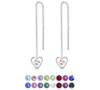 DTPsilver® Pendientes con Cadena y colgante de Forma de corazón con 3 mm Cristal Swarovski® Elements - Plata de Ley 925 - Longitud 68 mm - Color: Aurora Boreale