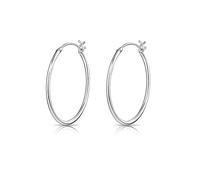 DTPsilver® Pendientes de Aro/Criollas - Plata de Ley 925 - Pequeños/Medianos/Grandes - Cierre de Bisagra - Espesor 1.2 mm - Diámetro 25 mm