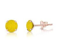 DTPsilver® Pendientes Pequeños - Pendientes Mujer Plata de Ley 925 Chapados en Oro Rosa con Cristales Swarovski® Elements - Pendientes Dorados - Diámetro: 6 mm - Pendientes Amarillo Ópalo