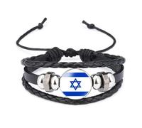 DTREEL Pulsera I Stand With Israel, pulsera de bandera de Israel, pulsera de cuero de bandera, pulseras de israel, pulsera de calcomanías de banderas israelíes, regalo de joyería de apoyo de Israel,