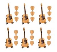 DTREELS Caja de madera para púas de guitarra con soporte, púa de guitarra con púas, grabado para guitarristas, estuche de músico, W