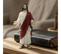 DTREELS Figura de Jesucristo Limited Collector's Edition a escala 1/6, figura de Jesucristo pintada a mano en túnica roja, estatua de Jesucristo con brazos abiertos, resina religiosa cristiana