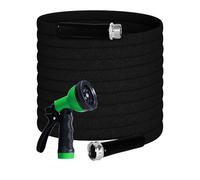 DTRK Manguera de jardín de 5/8 pulgadas. Manguera de agua duradera de 100 pies con boquilla de manguera de 7 funciones, mangueras de jardín flexibles ligeras sin torceduras, manguera de patio de tela