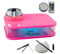 DTS HOOKAH | Kit Cachimba Completo BOX en Acrílico con LED y Control Remoto | Cazoleta de Sabor, Manguera de Silicona de Alta Calidad y Sistema de Calentamiento para Carbón Natural (Pink)