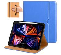 DTTO Funda para iPad Pro 12.9 de 6ª/5ª/4ª/3ª generación 2022/2021/2020/2018, Funda de Piel con Soporte para Apple Pencil Integrado, Encendido y Apagado automático y múltiples ángulos de visión, Azul
