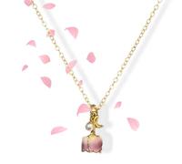 DTVKTZ Blooming Rose Necklace, Hidden Rose Blooming Necklace, 18k Gold Plating Floral Pendants Necklaces, Handmade Rose Jewelry, Birth Flower Necklaces for Women (Pink)