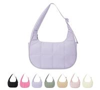 DTVKTZ Bloomr Bag, Small Puffer Crescent Shoulder Bag for Women, Adjustable Shoulder Strap,Nylon Quilted Shoulder Hobo Purses (Purple)