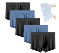 DTVKTZ Ice Boxer Pro for Men, Men Cooling Breathable Stretch Briefs, Nuvellor Ultra Comfortable Premium Silk Underwear (5PCS-B,XL)