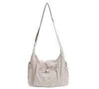 DTVKTZ Korean Style Plaid Casual Shoulder Bag, Lightweight Checkered Crossbody Bag, Cotton Quilted Fabric with Adjustable Strap (Beige)