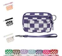 DTVKTZ The Iris' Wallet 2nd Gen The Iris Wallet The Pouch Wristlet Zip Card Case with ID Window Women's Waterproof Nylon Keychain Wallets (Dark Purple)