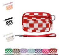 DTVKTZ The Iris' Wallet 2nd Gen The Iris Wallet The Pouch Wristlet Zip Card Case with ID Window Women's Waterproof Nylon Keychain Wallets (Red)