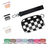 DTVKTZ The Iris' Wallet 2nd Gen The Iris Wallet The Pouch Wristlet Zip Card Case with ID Window Women's Waterproof Nylon Keychain Wallets (Black)