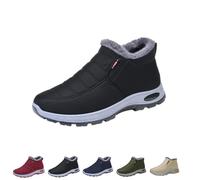 DTVKTZ Womens Winter Snow Boots Warm Sheepskin-Lined Orthopedic Shoes Slip on Ankle Sneakers with Arch Support Outdoor Slip On Hiking Short Boots (Black,37)