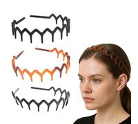 DTXLX 3 pieza Banda de plástico， diadema mujer&Hombre，Peines de pelo de dientes pequeños-Frosted, Tortoise Shell & Brillante-diademas mujer Deportes y Fitness Antideslizante