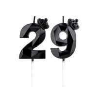 DTXLX Velas 3D cumpleaños Negro números 29 con corona, para tartas, decoración cumpleaños, velas cumpleaños niños, fiestas, bodas, fiestas empresa, aniversarios (Negro #29)