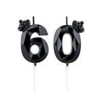 DTXLX Velas 3D cumpleaños Negro números 60 con corona, para tartas, decoración cumpleaños, velas cumpleaños niños, fiestas, bodas, fiestas empresa, aniversarios (Negro #60)