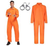 DTXYBC Disfraz de prisionero, Disfraz Preso Hombre, Disfrazs de prisión naranja con esposas, Mono de Presidiario para Adultos, Disfrazs Carcel Naranja Hombre para Halloween, Carnaval, Cosplay (XXL)