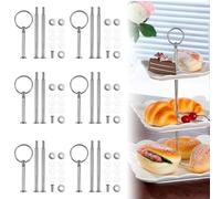 DTYGUIXE 6 Soportes para Pasteles de 3 Niveles, Accesorios de Soporte para Pasteles Soportes para Pasteles de Aleación de Zinc para Hacer Bandeja para Servir Pasteles Frutas Aperitivos para Fiestas